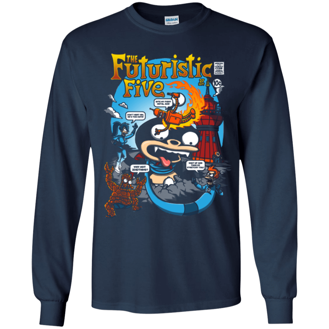 T-Shirts Navy / YS Futurama Fantastic 4 Youth Long Sleeve T-Shirt