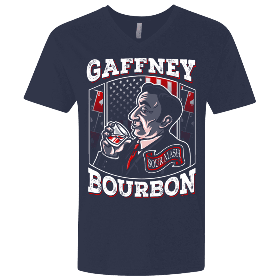 T-Shirts Midnight Navy / X-Small Gaffney Bourbon Men's Premium V-Neck