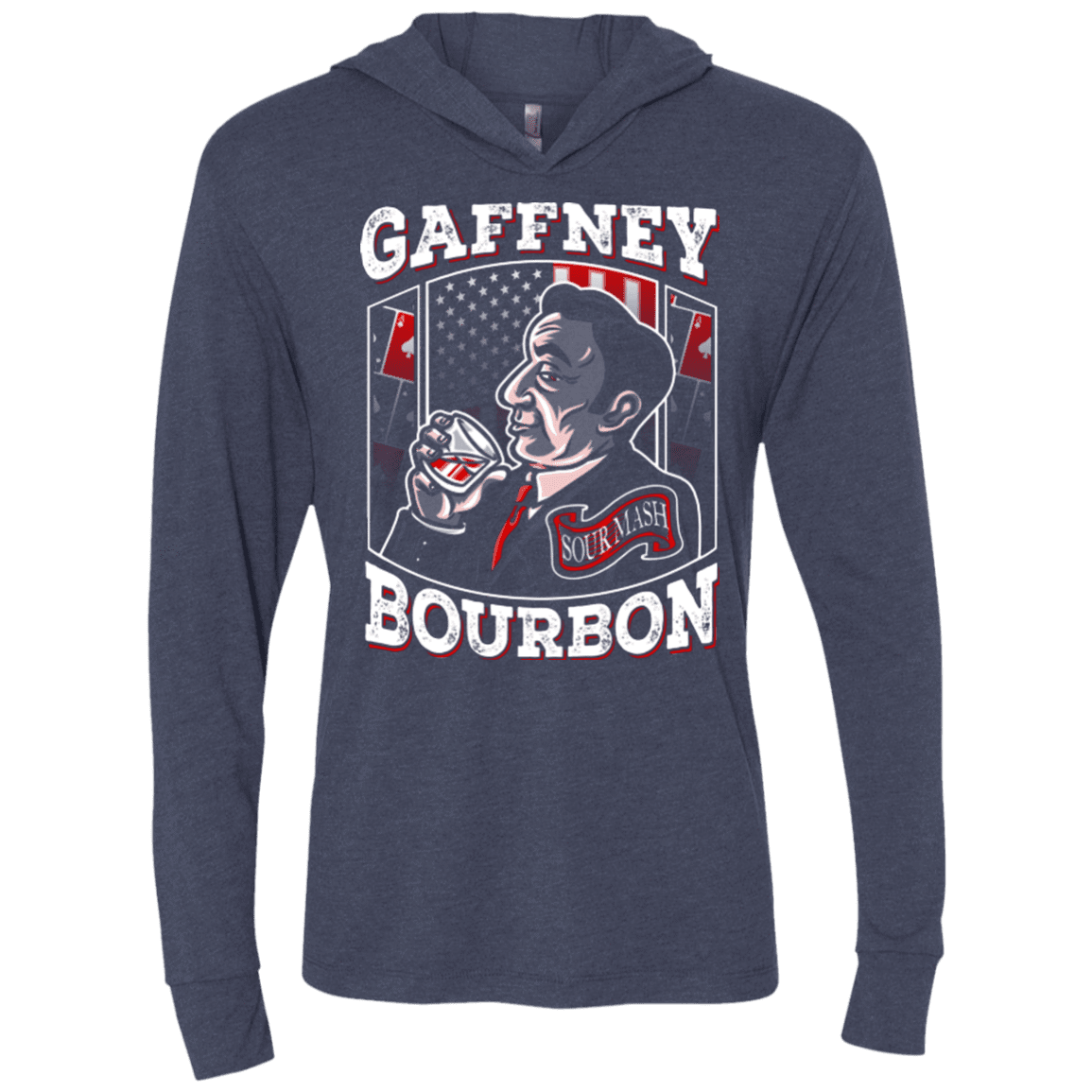 T-Shirts Vintage Navy / X-Small Gaffney Bourbon Triblend Long Sleeve Hoodie Tee