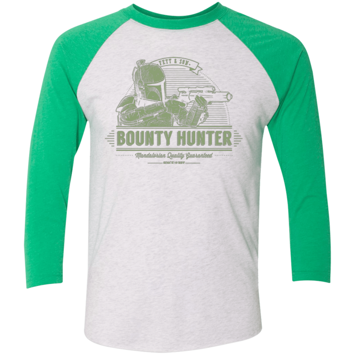 T-Shirts Heather White/Envy / X-Small Galactic Bounty Hunter Men's Triblend 3/4 Sleeve
