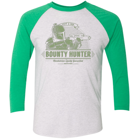 T-Shirts Heather White/Envy / X-Small Galactic Bounty Hunter Men's Triblend 3/4 Sleeve