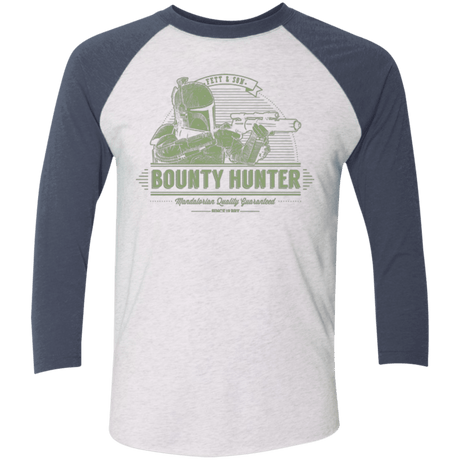 T-Shirts Heather White/Indigo / X-Small Galactic Bounty Hunter Men's Triblend 3/4 Sleeve