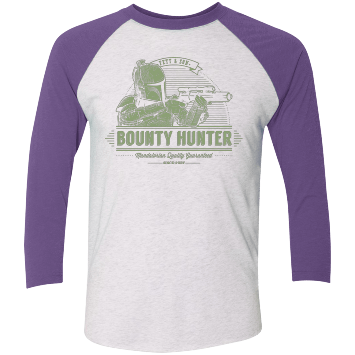 T-Shirts Heather White/Purple Rush / X-Small Galactic Bounty Hunter Men's Triblend 3/4 Sleeve