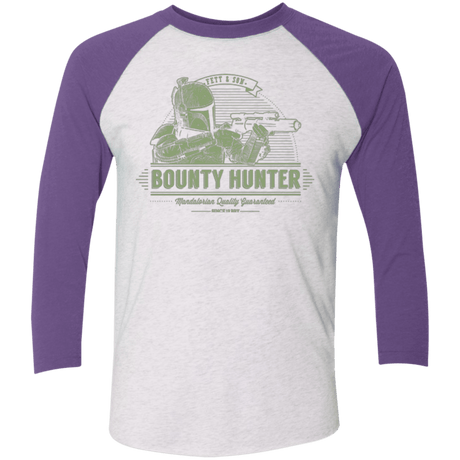 T-Shirts Heather White/Purple Rush / X-Small Galactic Bounty Hunter Men's Triblend 3/4 Sleeve