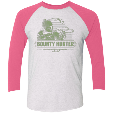 T-Shirts Heather White/Vintage Pink / X-Small Galactic Bounty Hunter Men's Triblend 3/4 Sleeve
