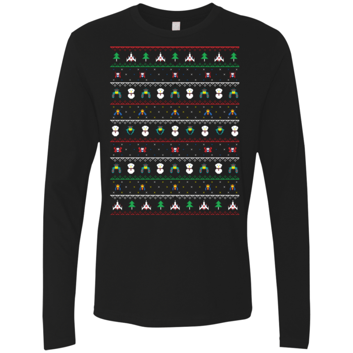 T-Shirts Black / Small Galaga Christmas Men's Premium Long Sleeve