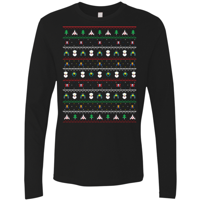 T-Shirts Black / Small Galaga Christmas Men's Premium Long Sleeve