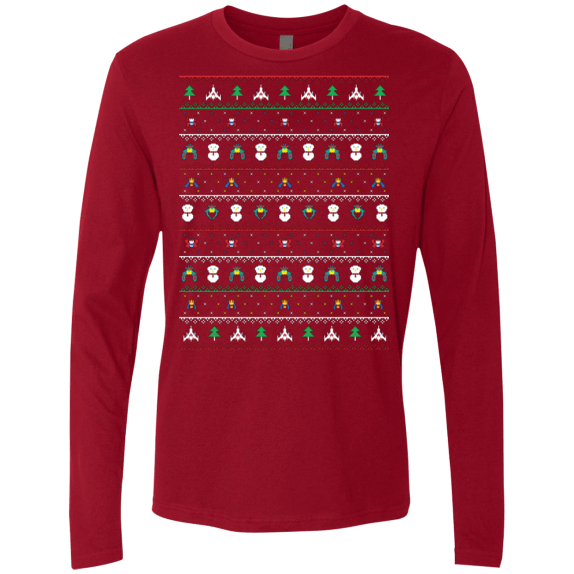 T-Shirts Cardinal / Small Galaga Christmas Men's Premium Long Sleeve