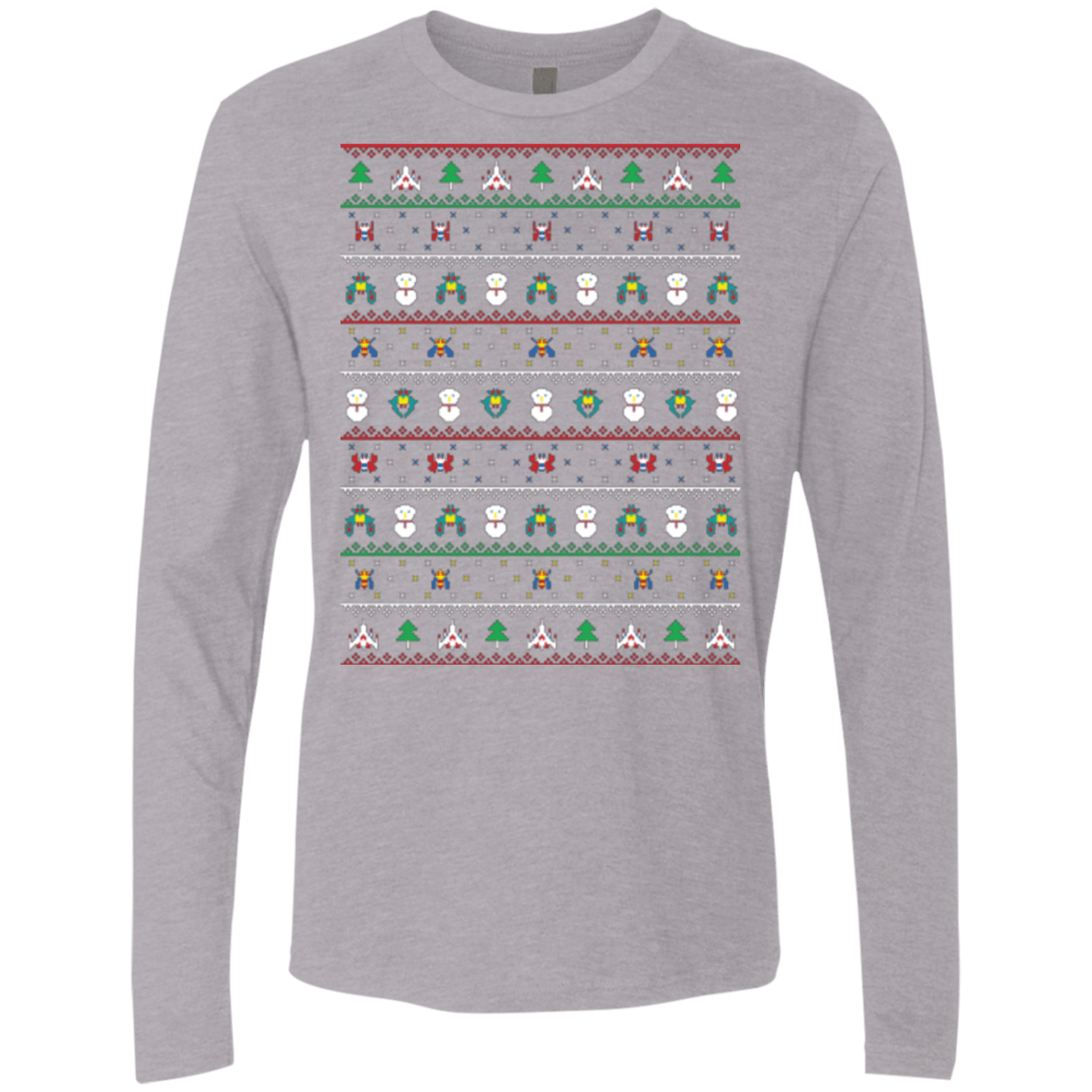 T-Shirts Heather Grey / Small Galaga Christmas Men's Premium Long Sleeve