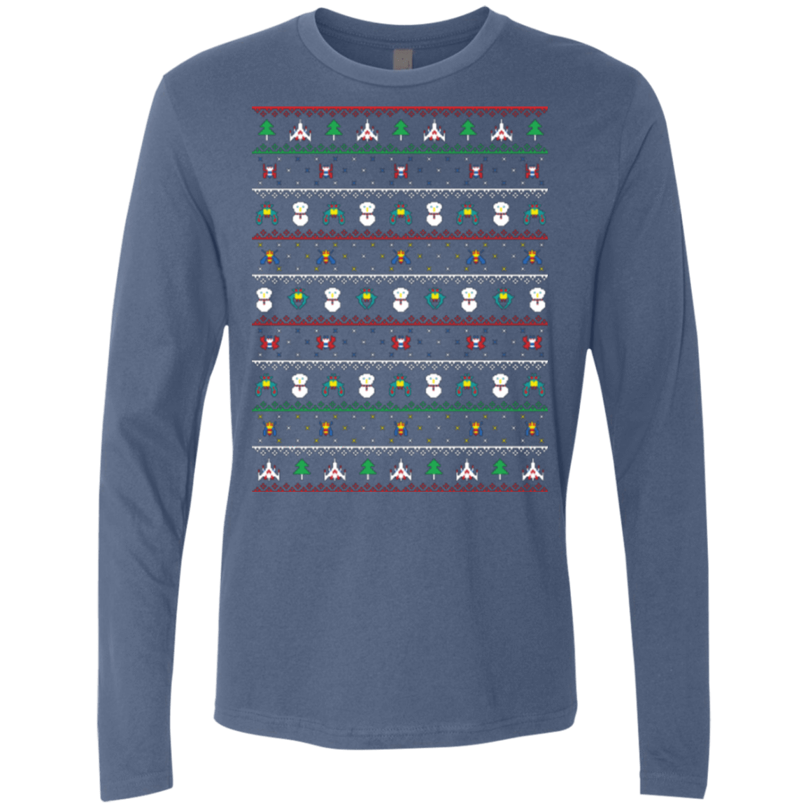 T-Shirts Indigo / Small Galaga Christmas Men's Premium Long Sleeve