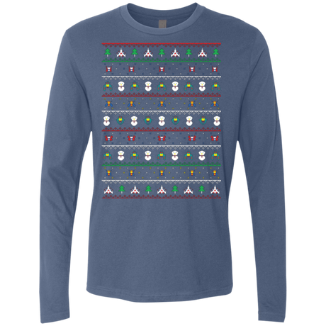 T-Shirts Indigo / Small Galaga Christmas Men's Premium Long Sleeve