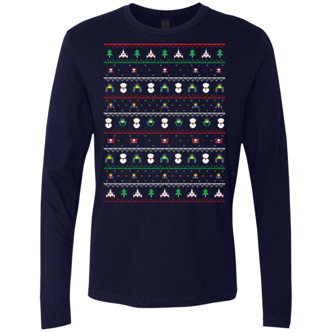 T-Shirts Midnight Navy / Small Galaga Christmas Men's Premium Long Sleeve