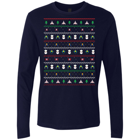T-Shirts Midnight Navy / Small Galaga Christmas Men's Premium Long Sleeve