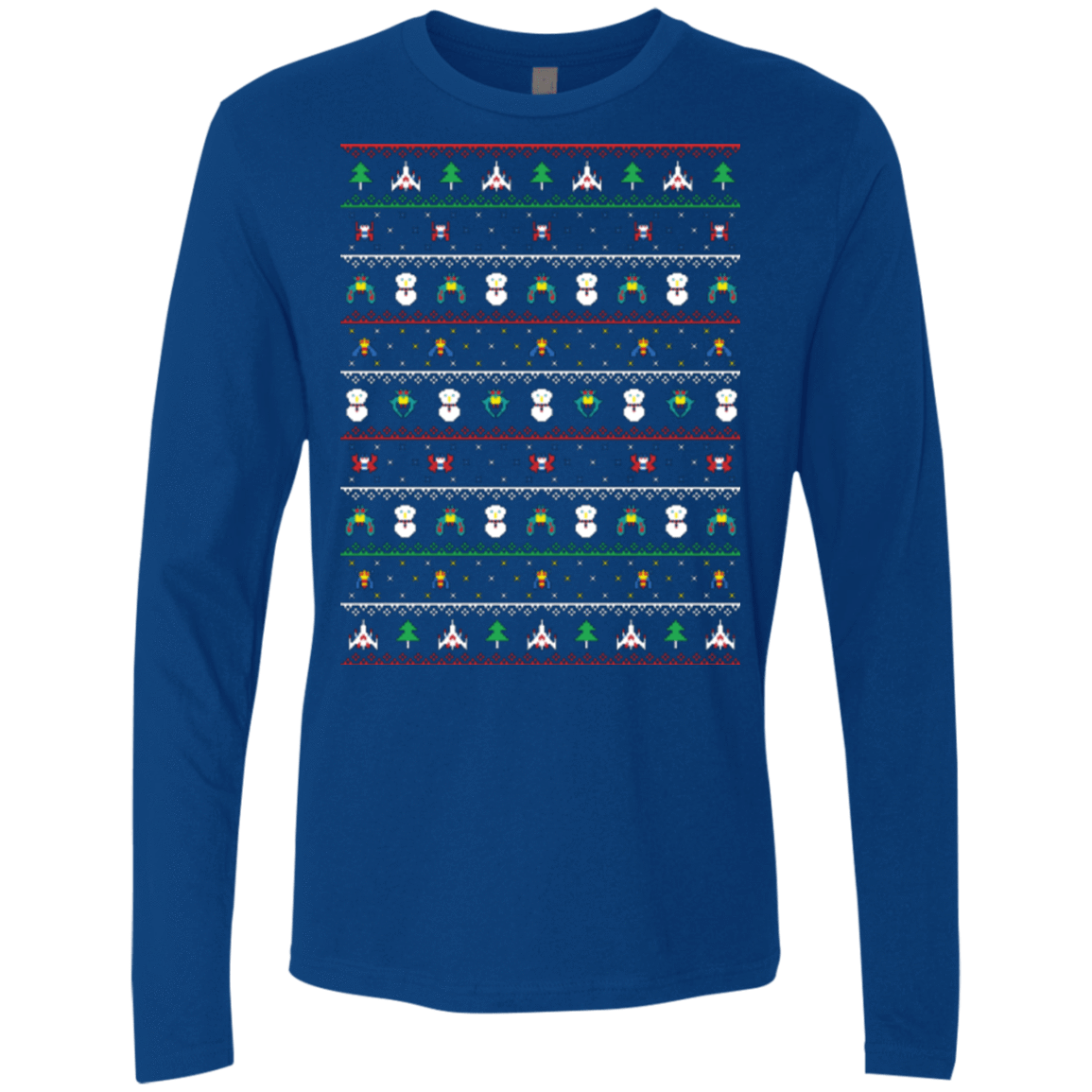 T-Shirts Royal / Small Galaga Christmas Men's Premium Long Sleeve