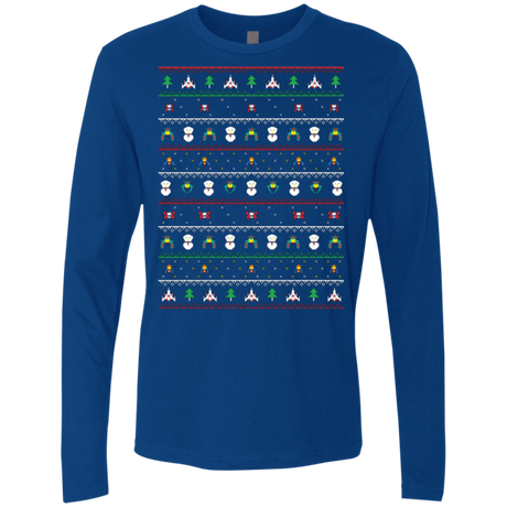 T-Shirts Royal / Small Galaga Christmas Men's Premium Long Sleeve