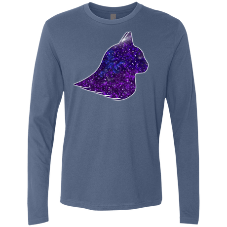 T-Shirts Indigo / S Galaxy Cat Men's Premium Long Sleeve