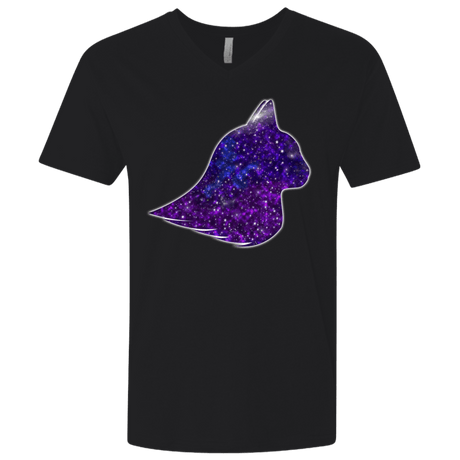 T-Shirts Black / X-Small Galaxy Cat Men's Premium V-Neck