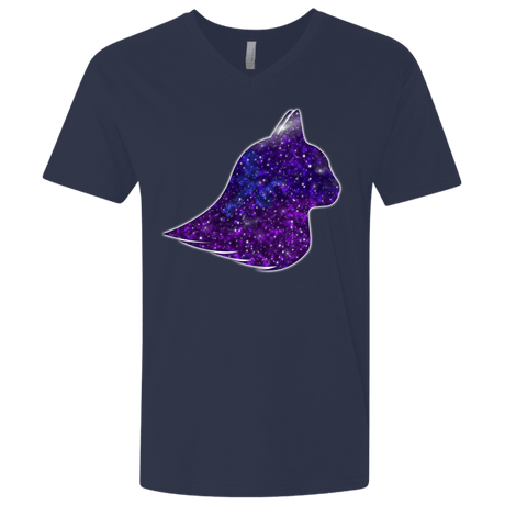 T-Shirts Midnight Navy / X-Small Galaxy Cat Men's Premium V-Neck