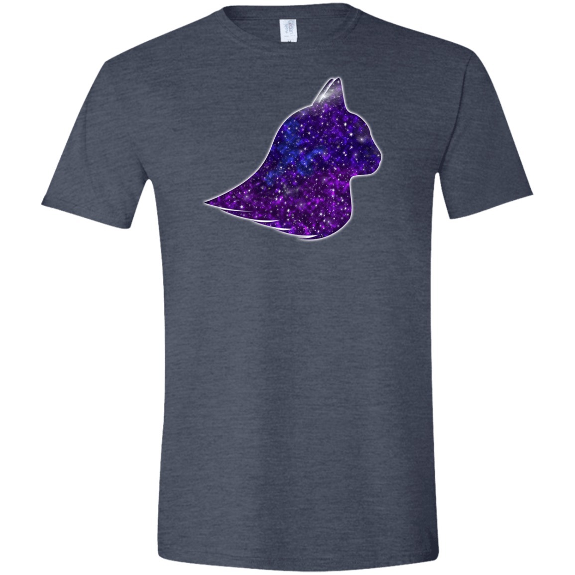 T-Shirts Heather Navy / S Galaxy Cat Men's Semi-Fitted Softstyle