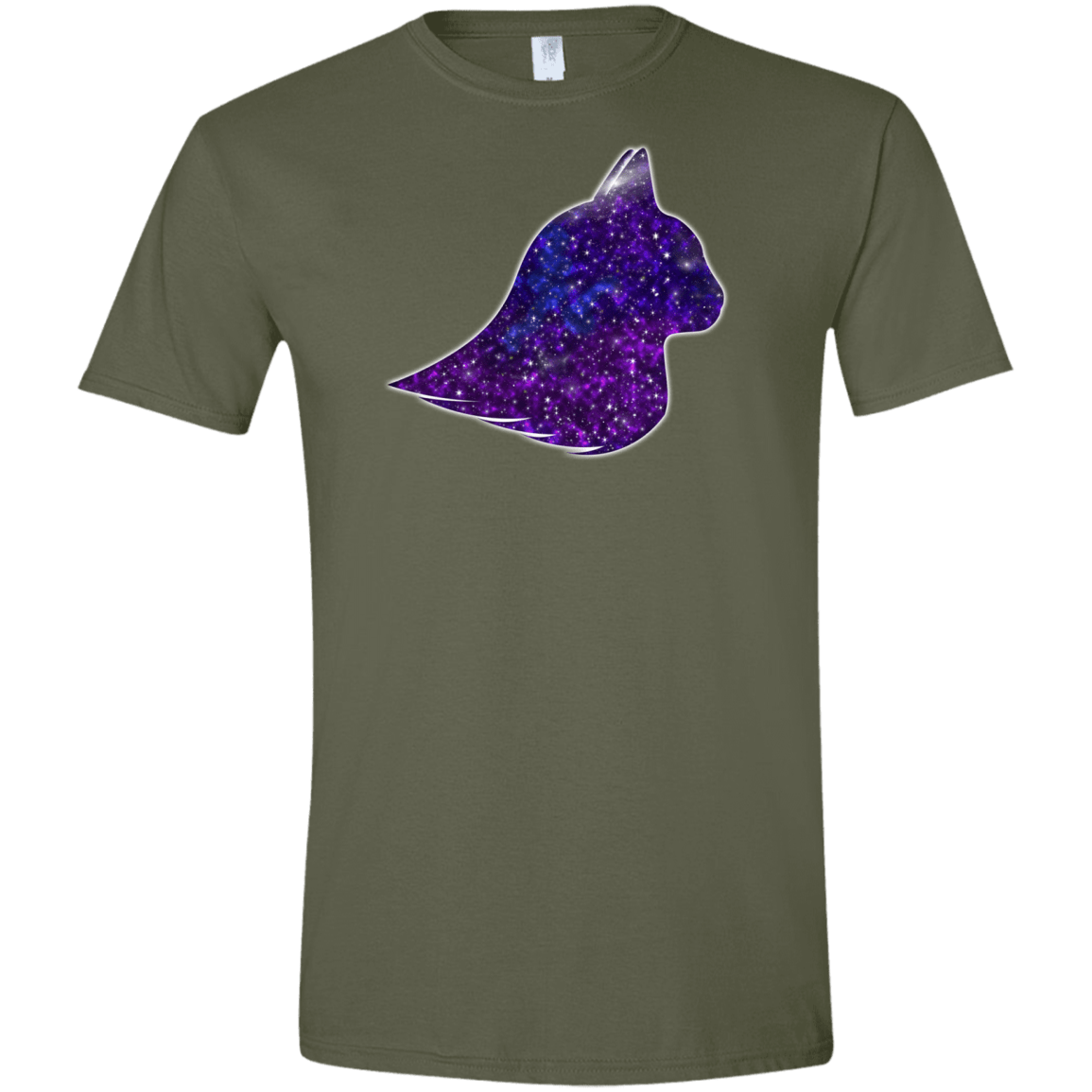 T-Shirts Military Green / S Galaxy Cat Men's Semi-Fitted Softstyle