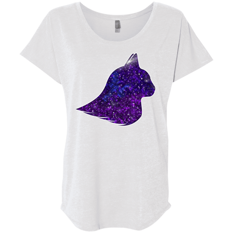 T-Shirts Heather White / X-Small Galaxy Cat Triblend Dolman Sleeve