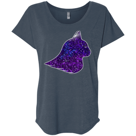 T-Shirts Indigo / X-Small Galaxy Cat Triblend Dolman Sleeve