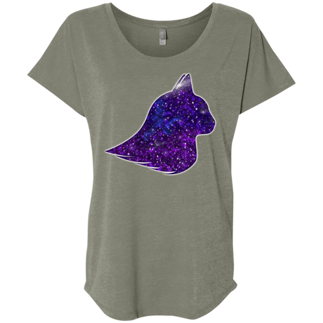 T-Shirts Venetian Grey / X-Small Galaxy Cat Triblend Dolman Sleeve