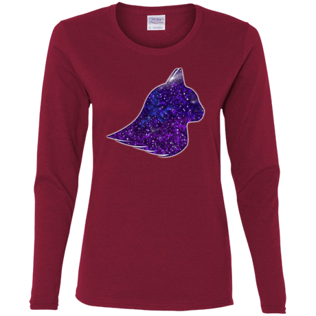 T-Shirts Cardinal / S Galaxy Cat Women's Long Sleeve T-Shirt