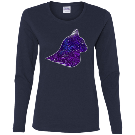 T-Shirts Navy / S Galaxy Cat Women's Long Sleeve T-Shirt