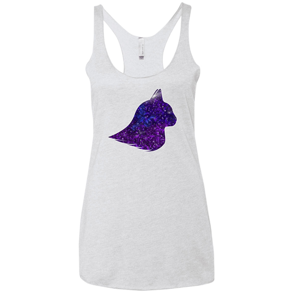 T-Shirts Heather White / X-Small Galaxy Cat Women's Triblend Racerback Tank