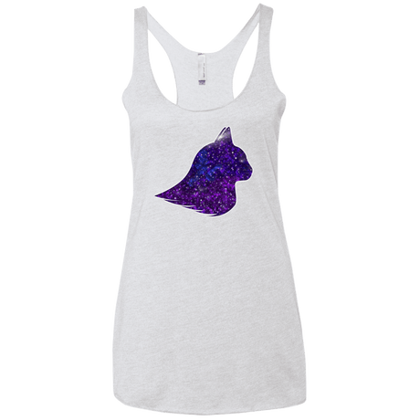 T-Shirts Heather White / X-Small Galaxy Cat Women's Triblend Racerback Tank