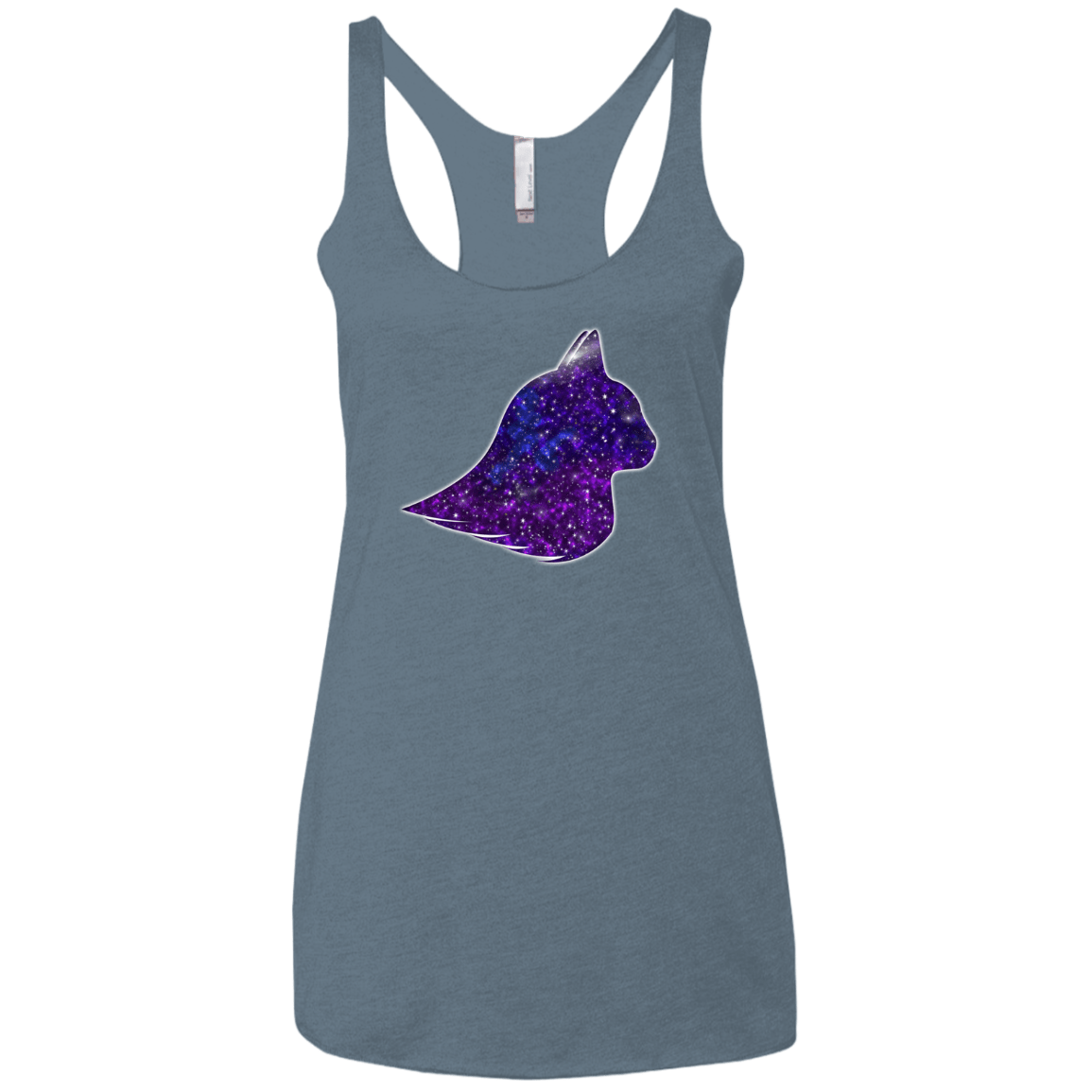 T-Shirts Indigo / X-Small Galaxy Cat Women's Triblend Racerback Tank
