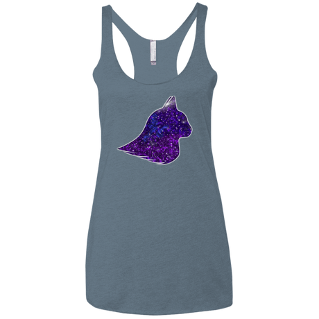 T-Shirts Indigo / X-Small Galaxy Cat Women's Triblend Racerback Tank