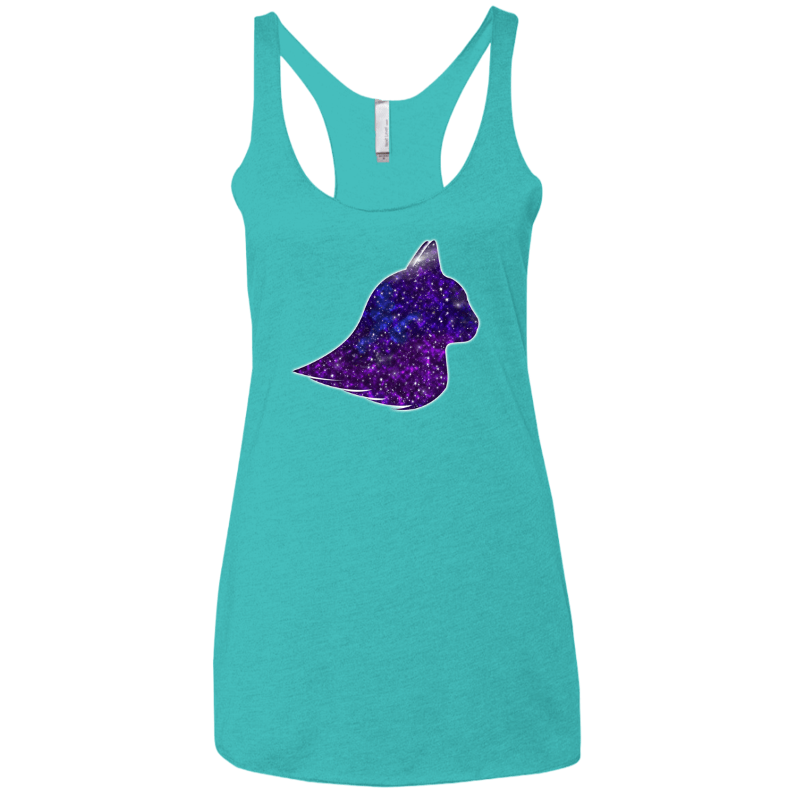 T-Shirts Tahiti Blue / X-Small Galaxy Cat Women's Triblend Racerback Tank