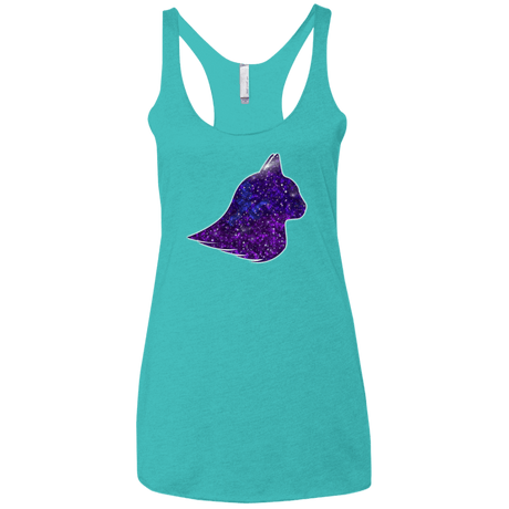 T-Shirts Tahiti Blue / X-Small Galaxy Cat Women's Triblend Racerback Tank