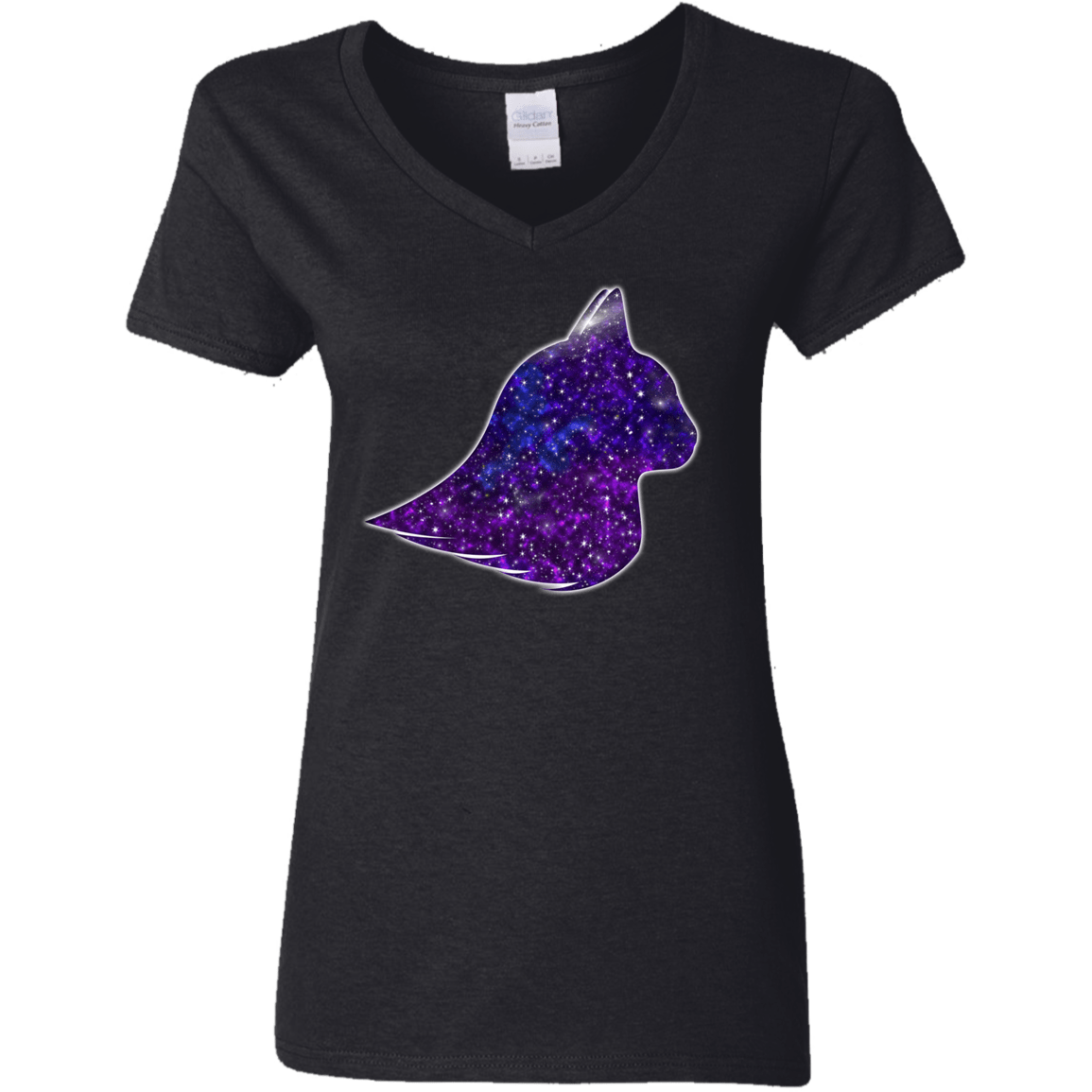 T-Shirts Black / S Galaxy Cat Women's V-Neck T-Shirt