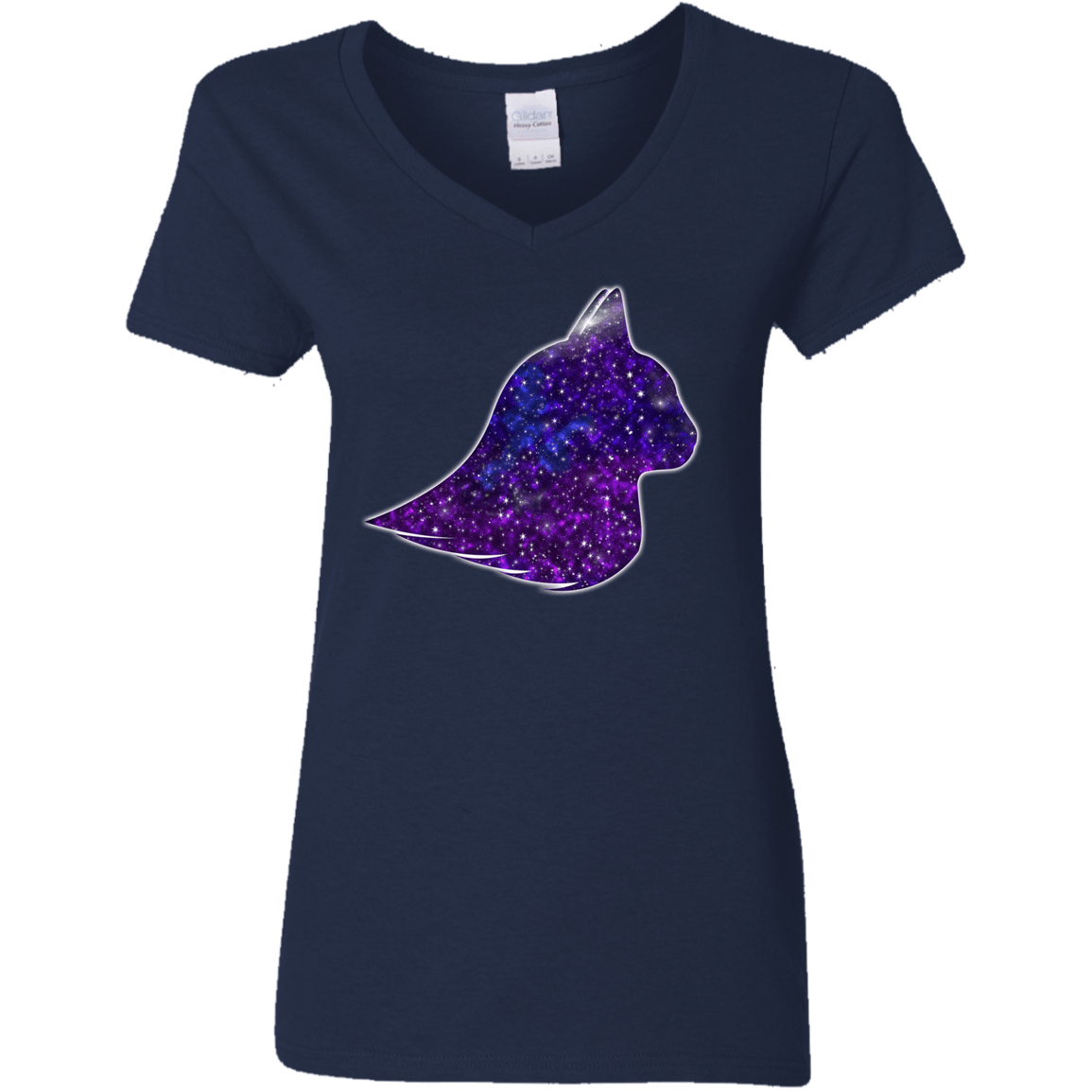 T-Shirts Navy / S Galaxy Cat Women's V-Neck T-Shirt