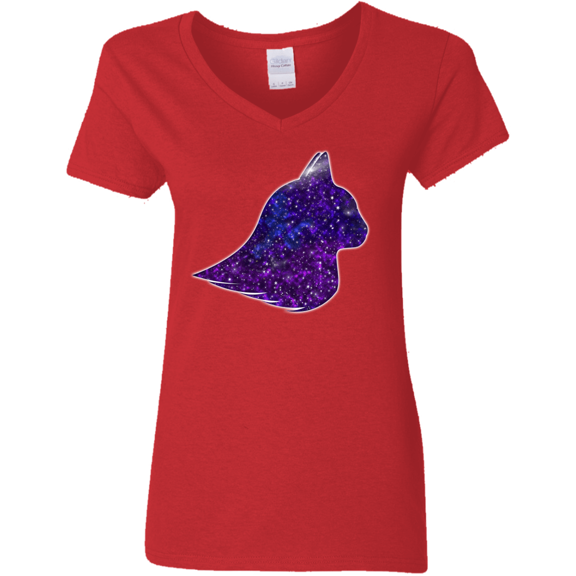 T-Shirts Red / S Galaxy Cat Women's V-Neck T-Shirt