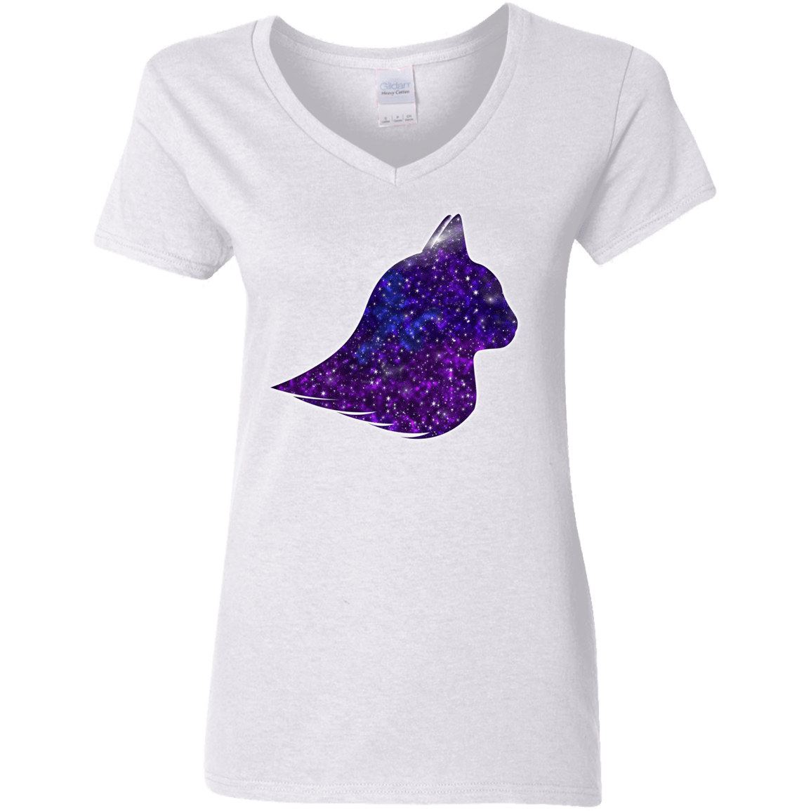 T-Shirts White / S Galaxy Cat Women's V-Neck T-Shirt