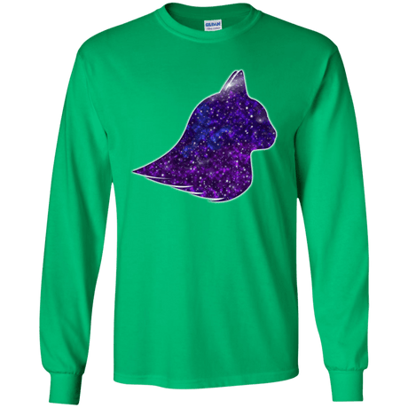 T-Shirts Irish Green / YS Galaxy Cat Youth Long Sleeve T-Shirt