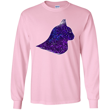 T-Shirts Light Pink / YS Galaxy Cat Youth Long Sleeve T-Shirt