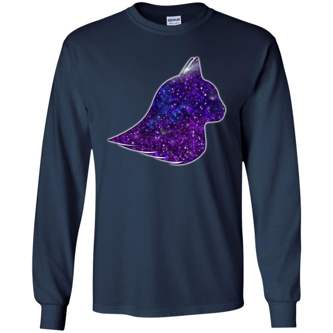 T-Shirts Navy / YS Galaxy Cat Youth Long Sleeve T-Shirt