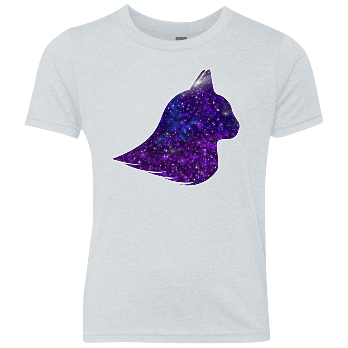 T-Shirts Heather White / YXS Galaxy Cat Youth Triblend T-Shirt