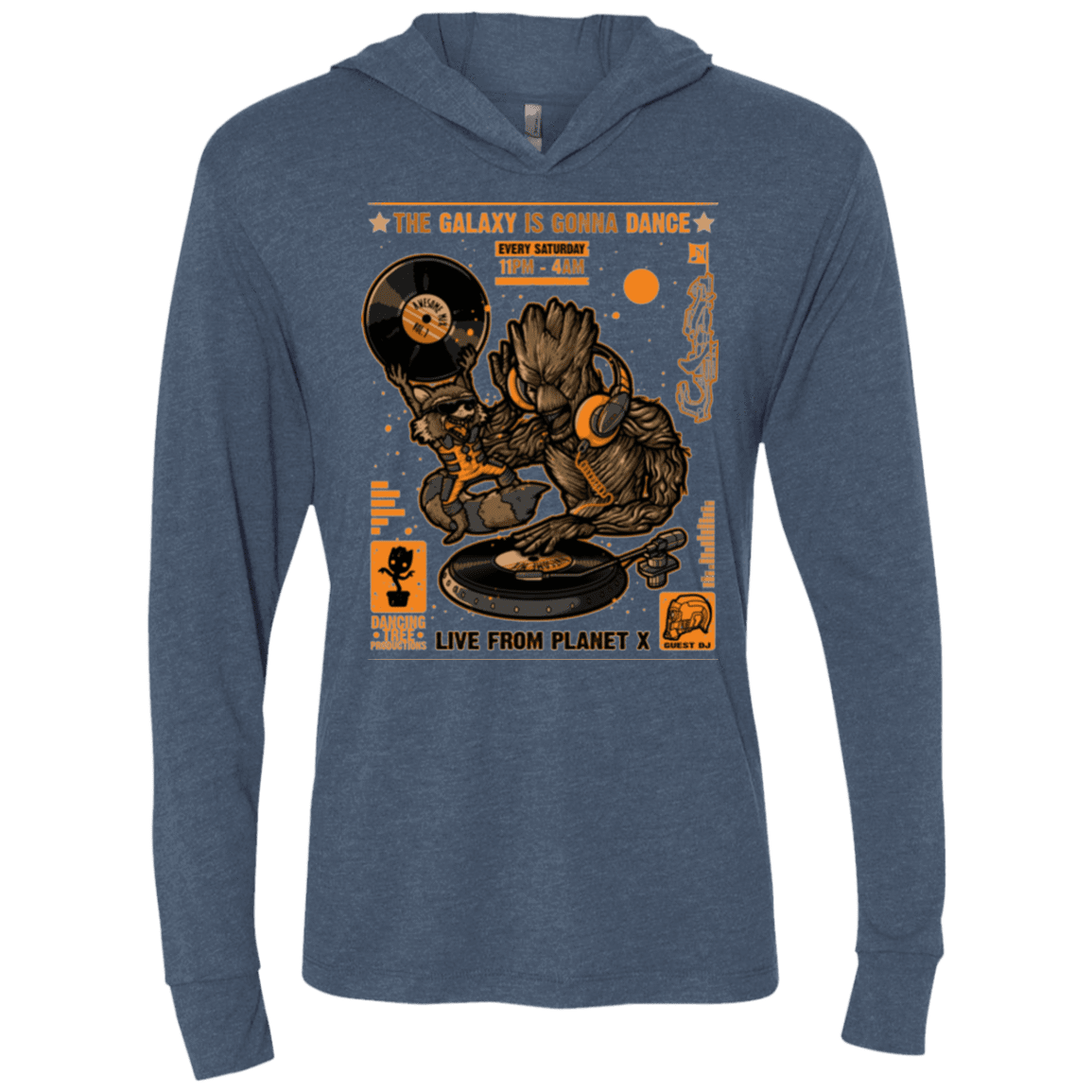 T-Shirts Indigo / X-Small GALAXY GIG Triblend Long Sleeve Hoodie Tee