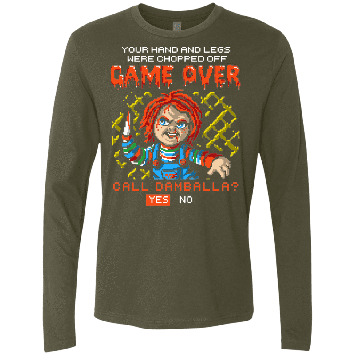 T-Shirts Military Green / S Game Over Men's Premium Long Sleeve