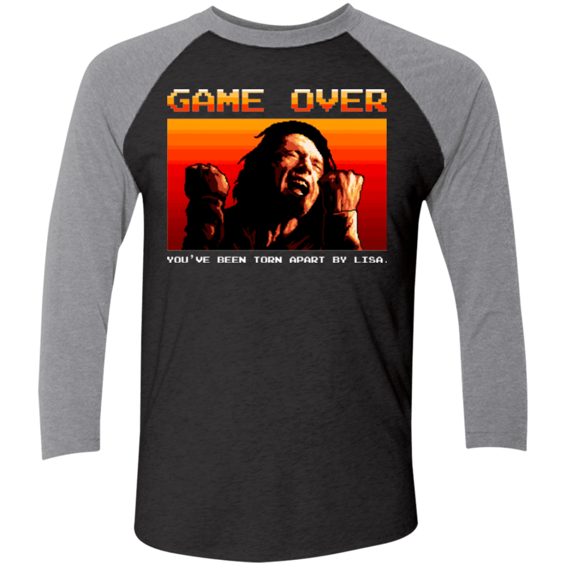 T-Shirts Vintage Black/Premium Heather / X-Small Game Over Men's Triblend 3/4 Sleeve