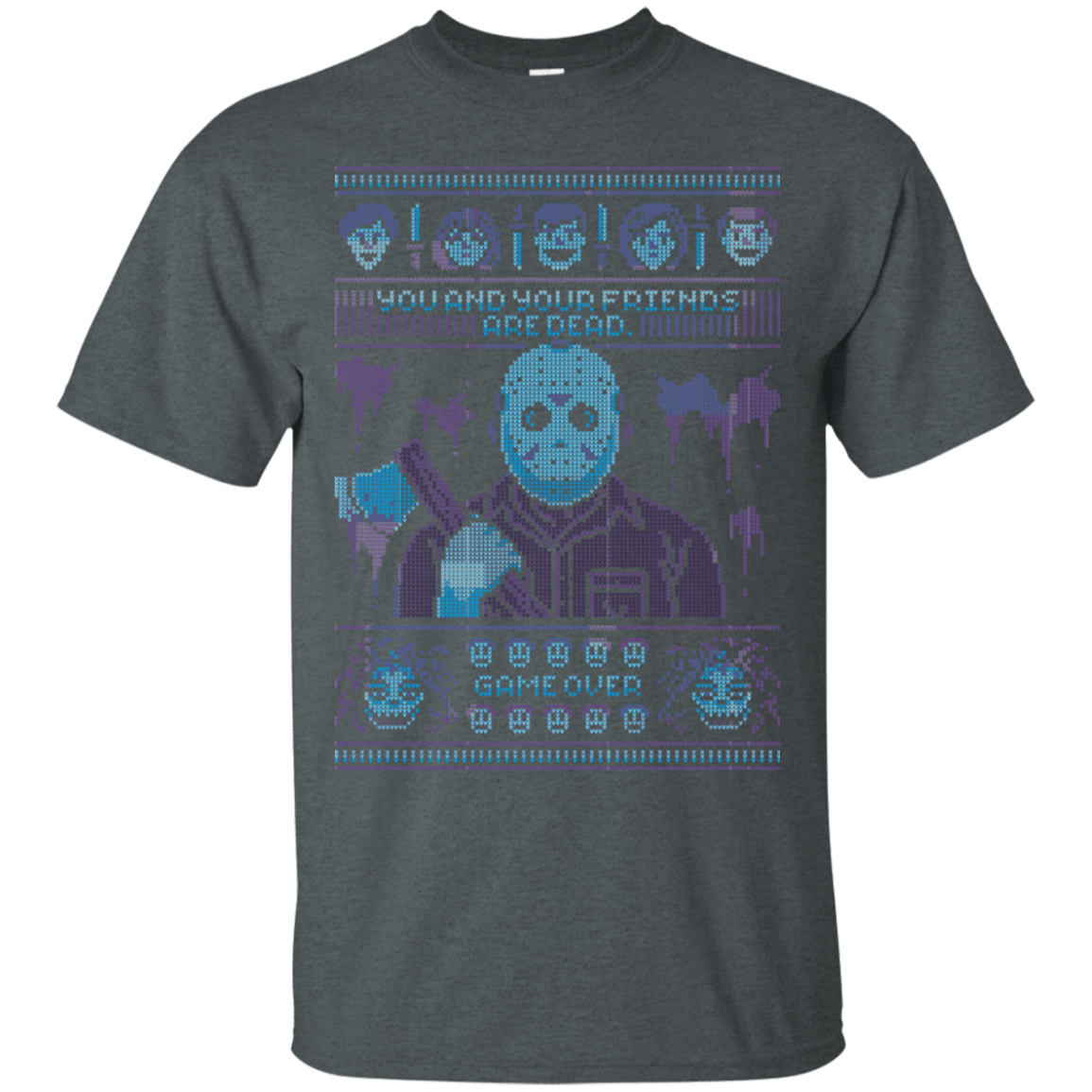 T-Shirts Dark Heather / S Game Over Ugly Sweater T-Shirt