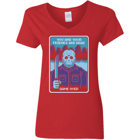 T-Shirts Red / S Game Over Women's V-Neck T-Shirt