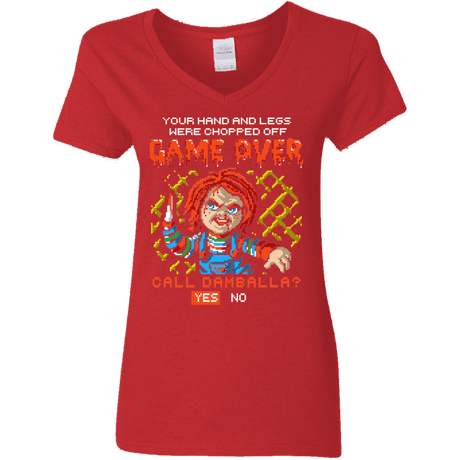 T-Shirts Red / S Game Over Women's V-Neck T-Shirt