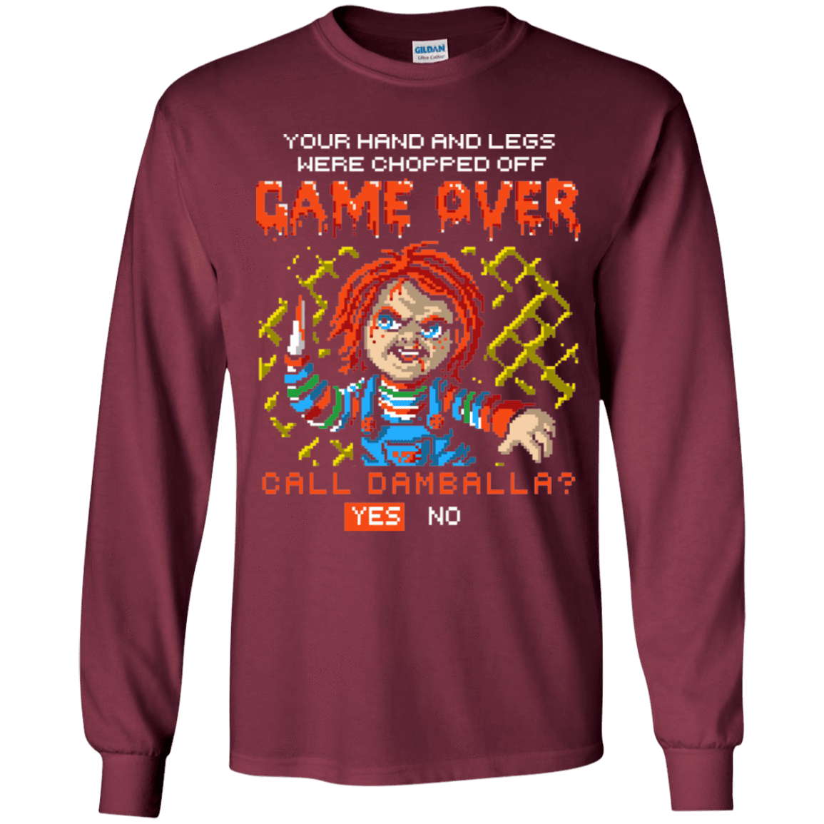 T-Shirts Maroon / YS Game Over Youth Long Sleeve T-Shirt